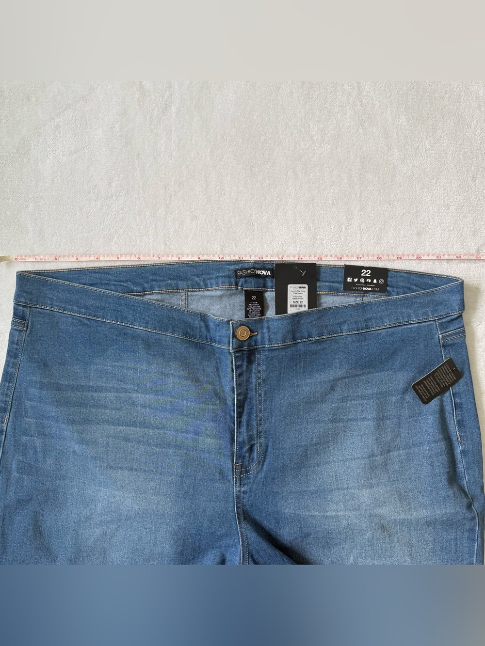 Fashion Nova Junk In The Trunk Light Wash Distressed Flare Jean Plus Size 22 NWT - Picture 9 of 16